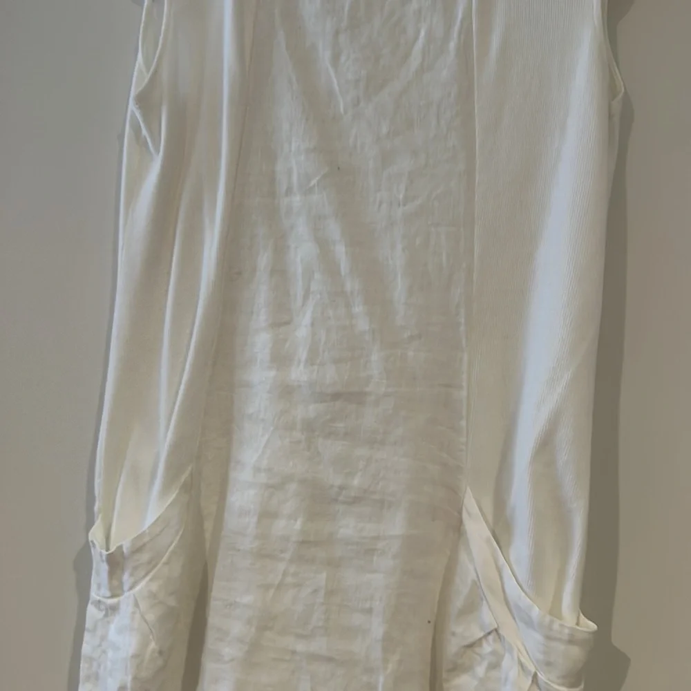 Luna Luz shift linen dress with pockets in white size M - Picture 2 of 4